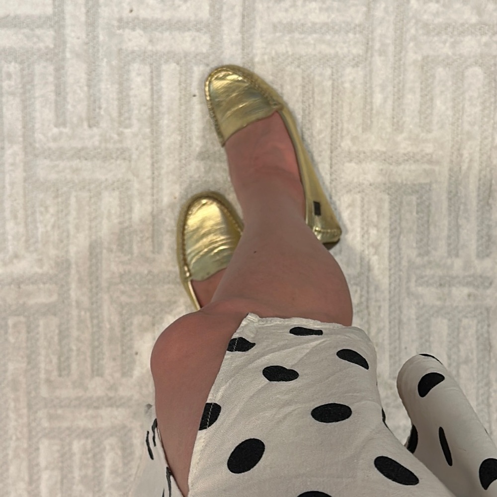 L. K. Bennett London GORGEOUS gold LEATHER shoes. Says 36 fits like a true 6.5